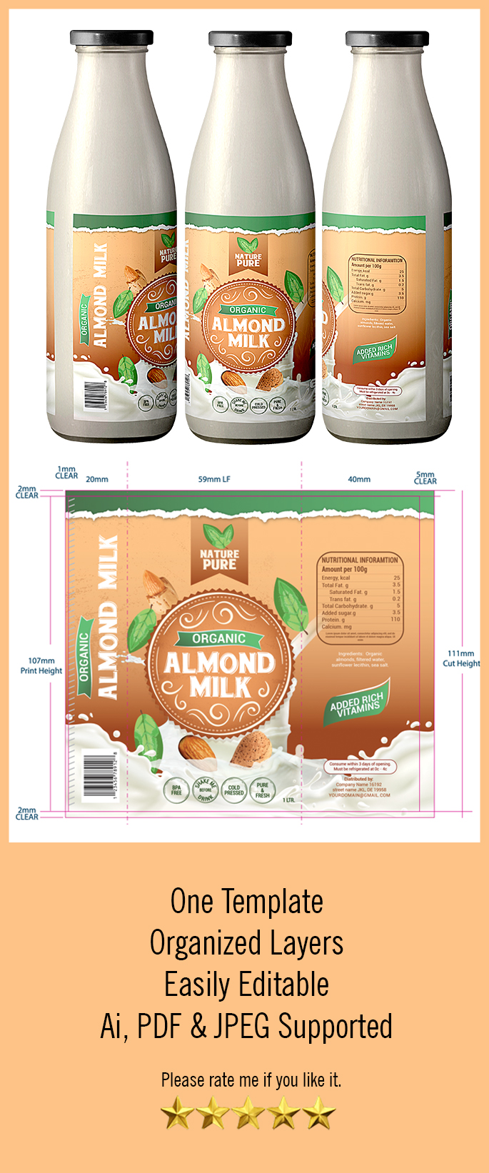 Almond Milk Label Template Vol 86
