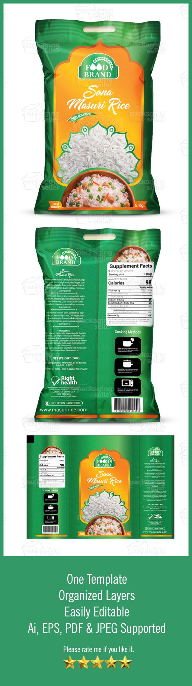 Download Rice Packaging Template Vol-107 - Packaging Seller