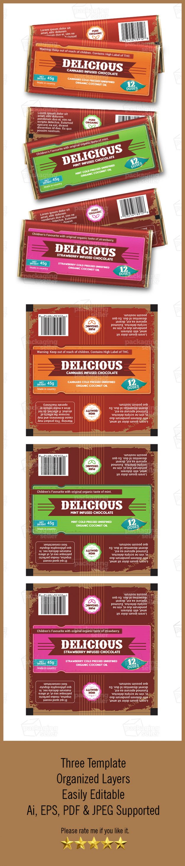 Chocolate bar Packaging Template Design
