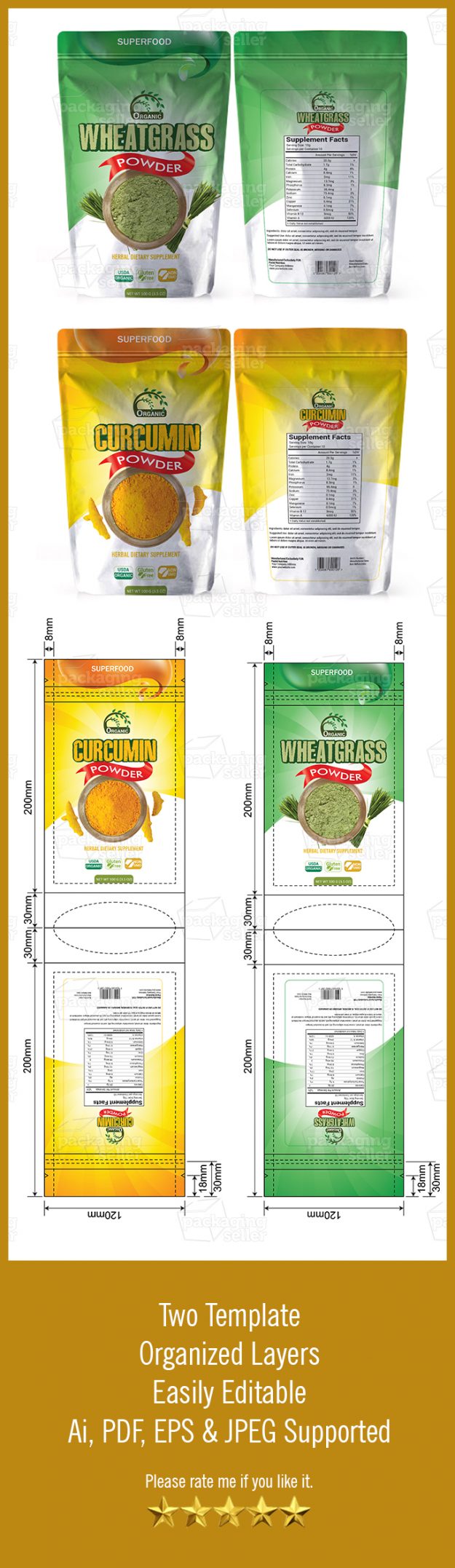 Wheatgrass Powder Packaging Template