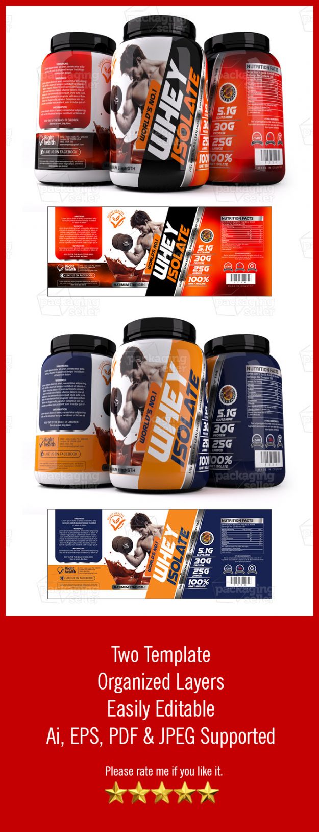 Whey Protein Label Template Desing