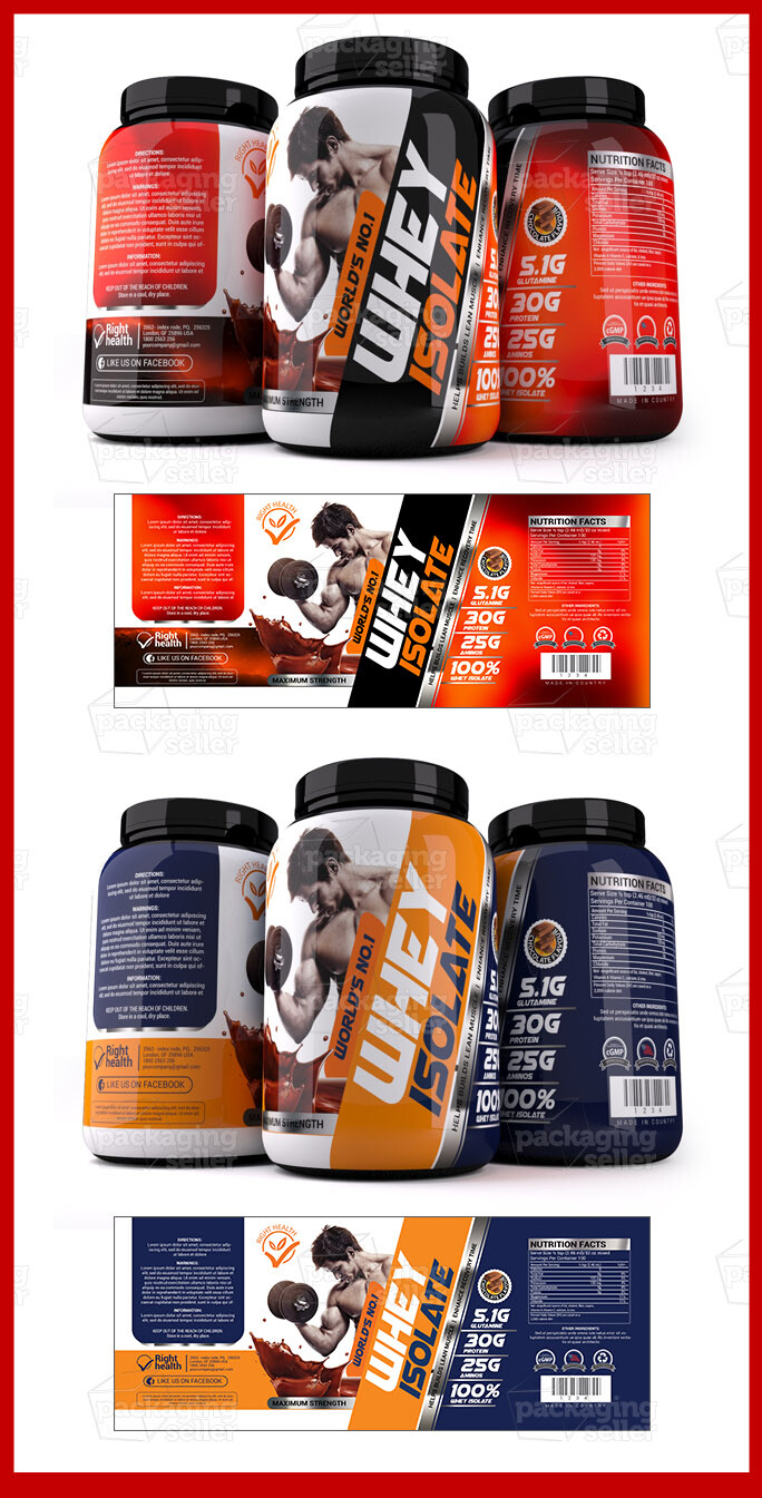 Whey Protein Label Template Desing