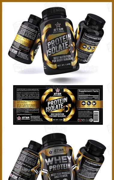 Whey Protein Supplement Label Template Design