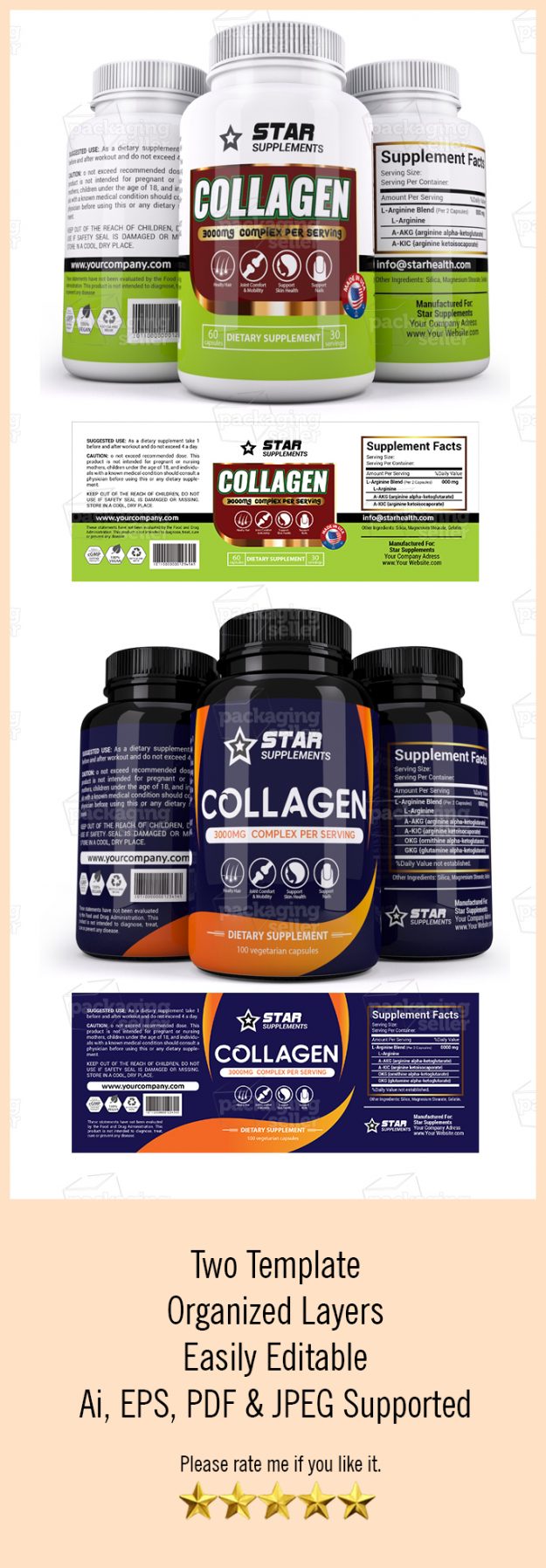 Collagen Supplement Label Design