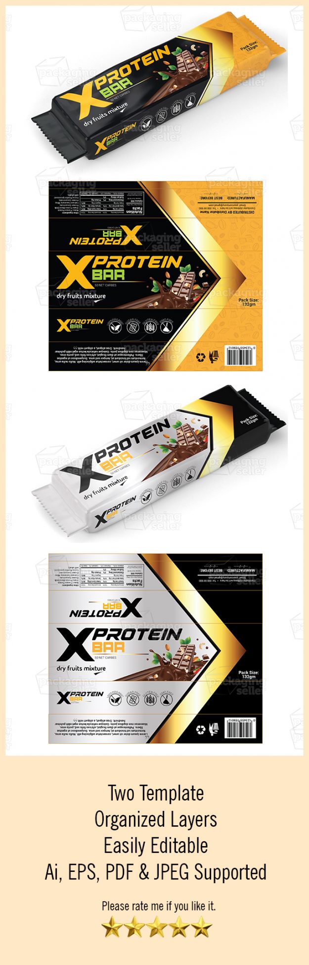 Protein Bar Wrapper Template