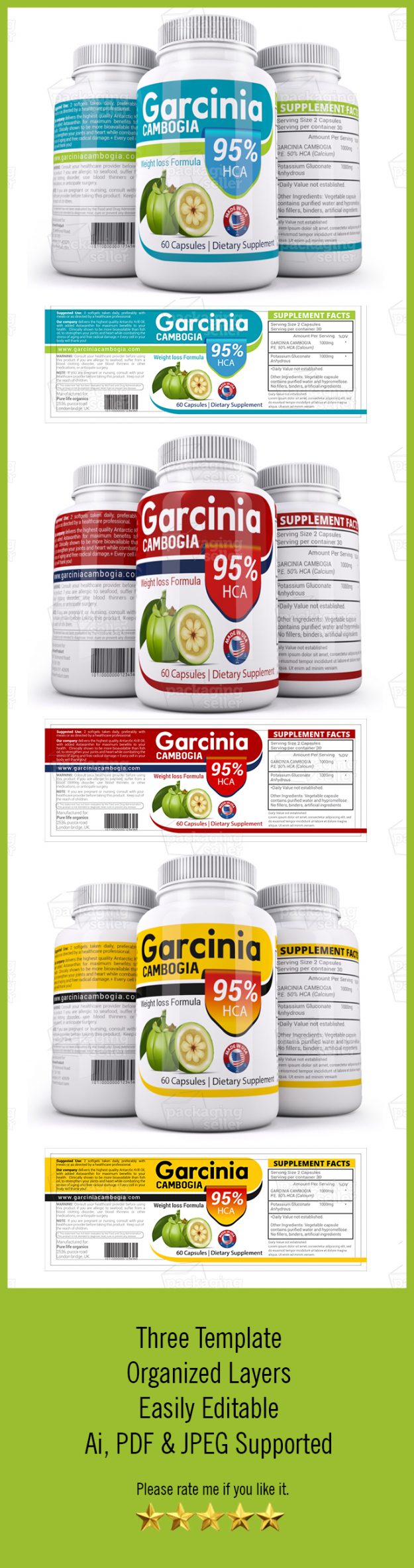 Garcinia Cambogia Supplement Label Template Vol-147-Preview