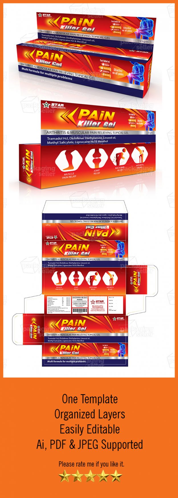 Pain Relief Gel Packaging box Design