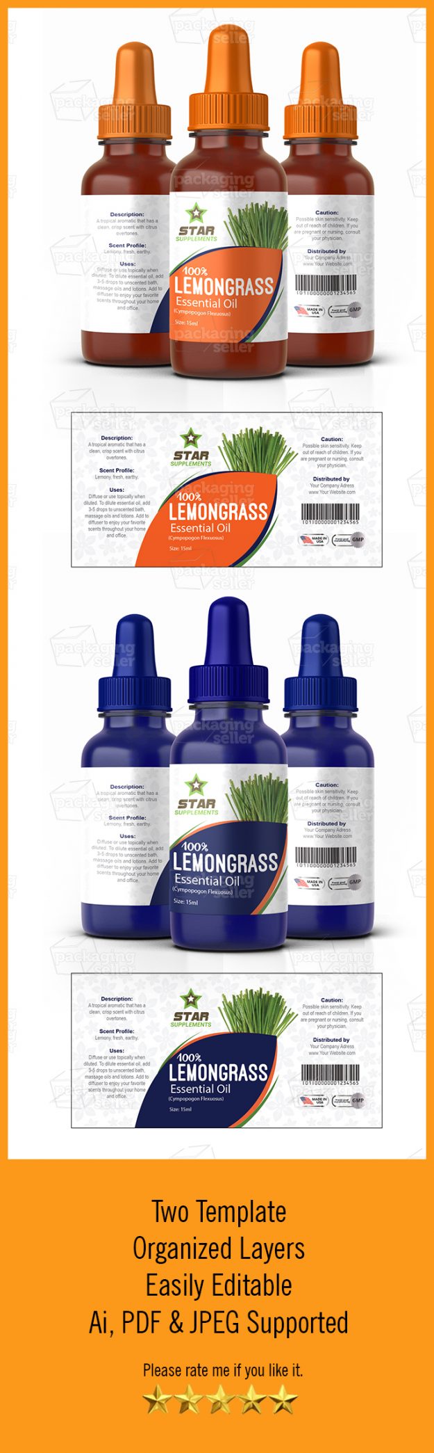 Lemon Grass Supplement Label Design