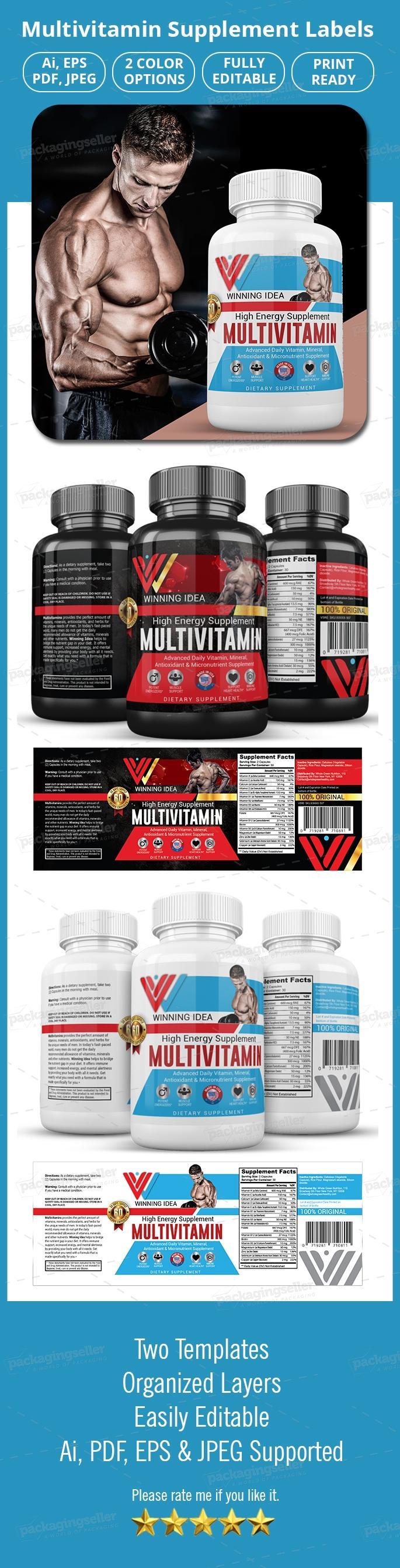 Multivitamin Supplement Label Template