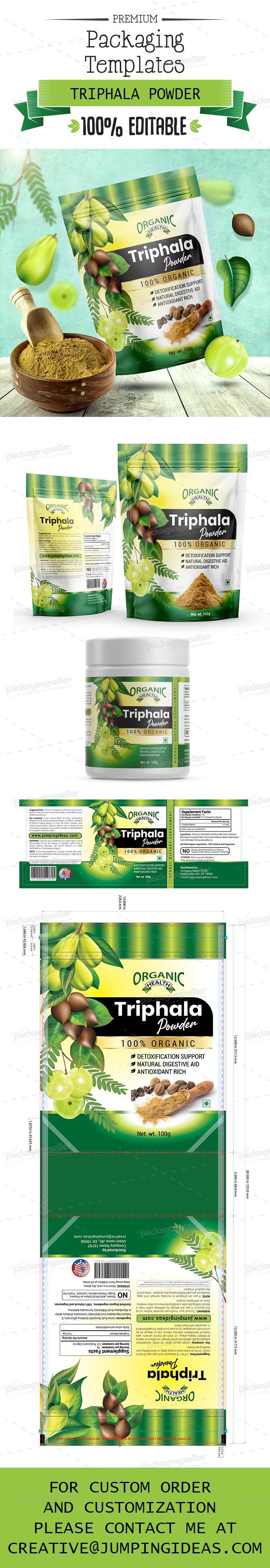 High Quality Triphala Powder Packaging Design Template .