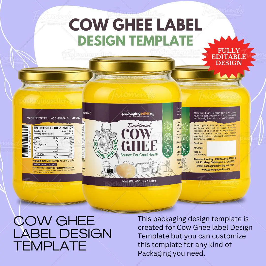 Cow Ghee Label Design Template PS172 - Image 2