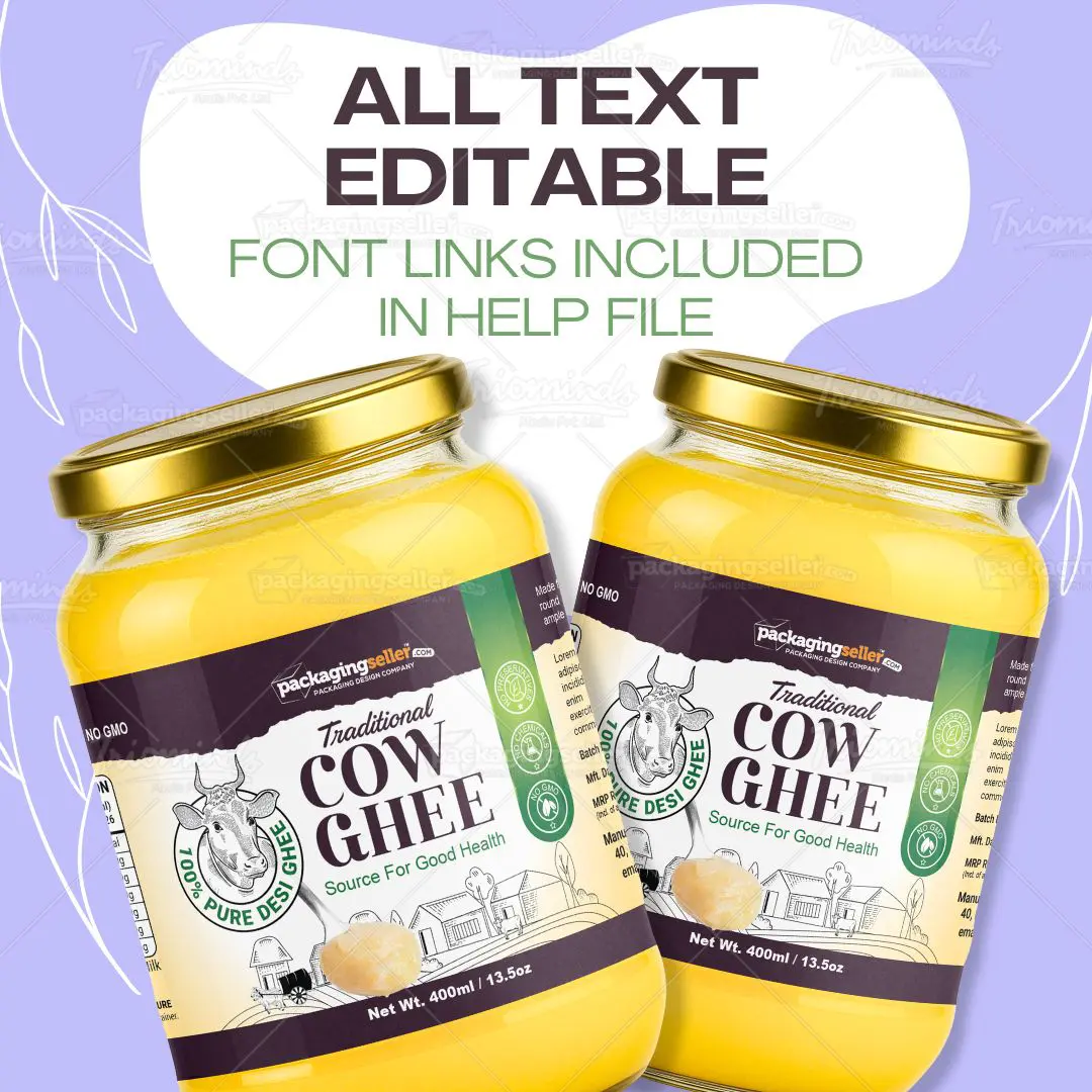 Cow Ghee Label Design Template PS172 - Image 3