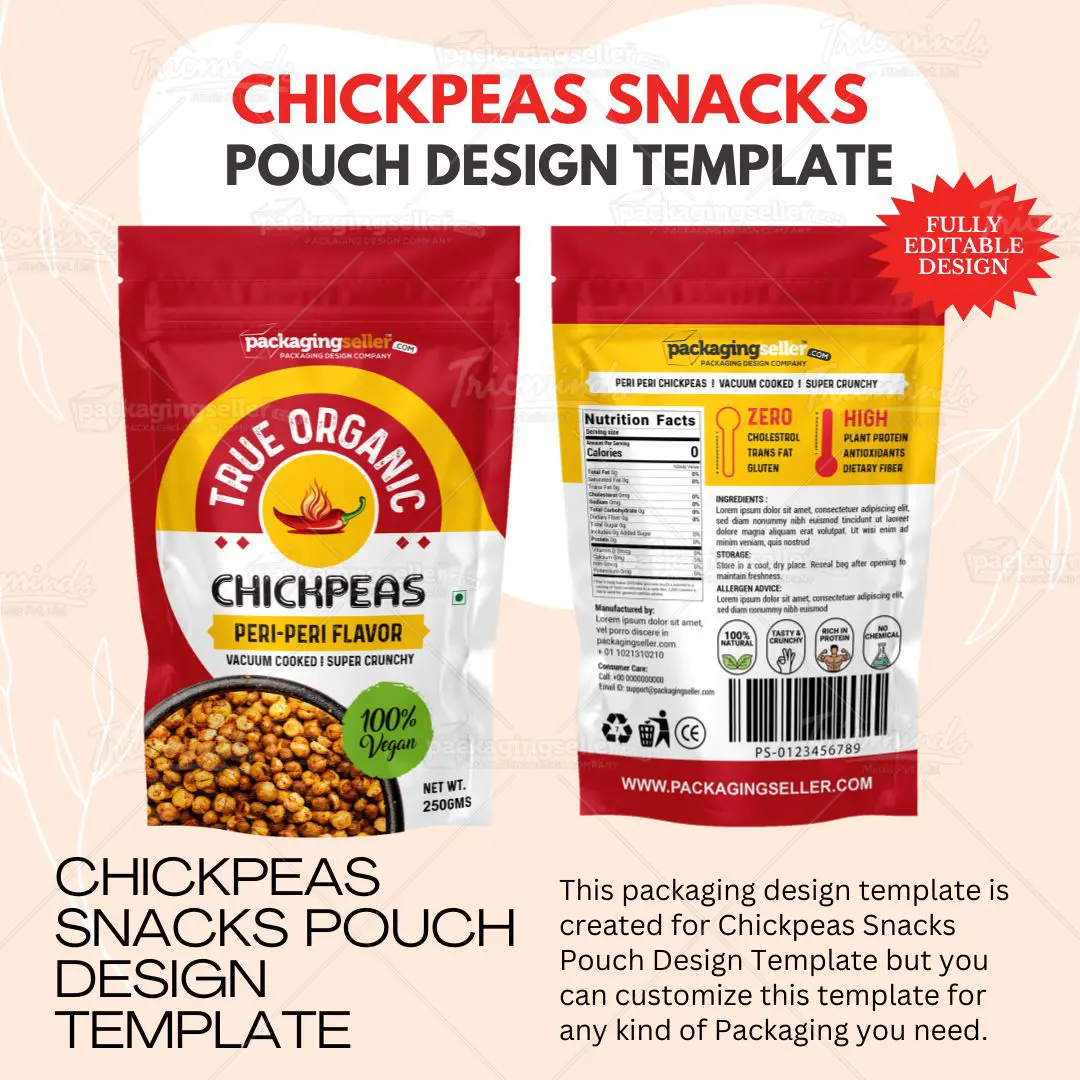 Chickpeas Snacks Pouch Design Template PS353 - Image 2