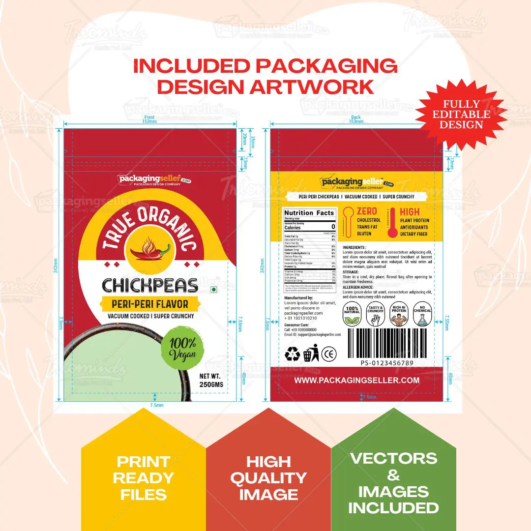 Chickpeas Snacks Pouch Design Template PS353 - Image 3