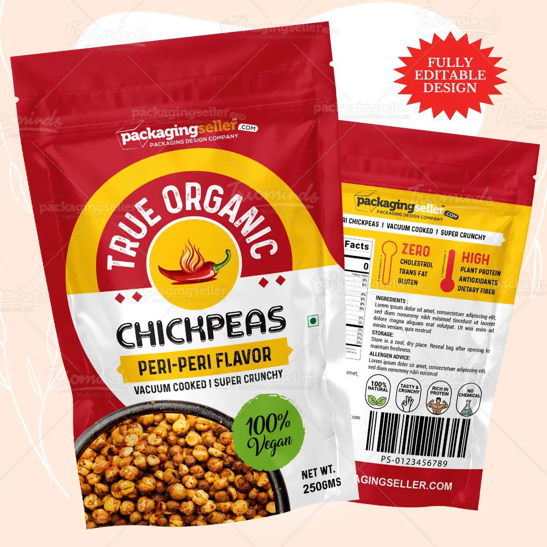 Chickpeas Snacks Pouch Design Template