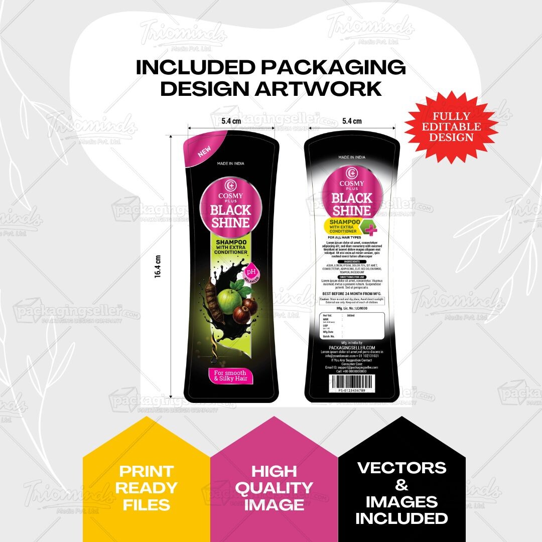 Black Shampoo Label Design PSE 359 - Image 4