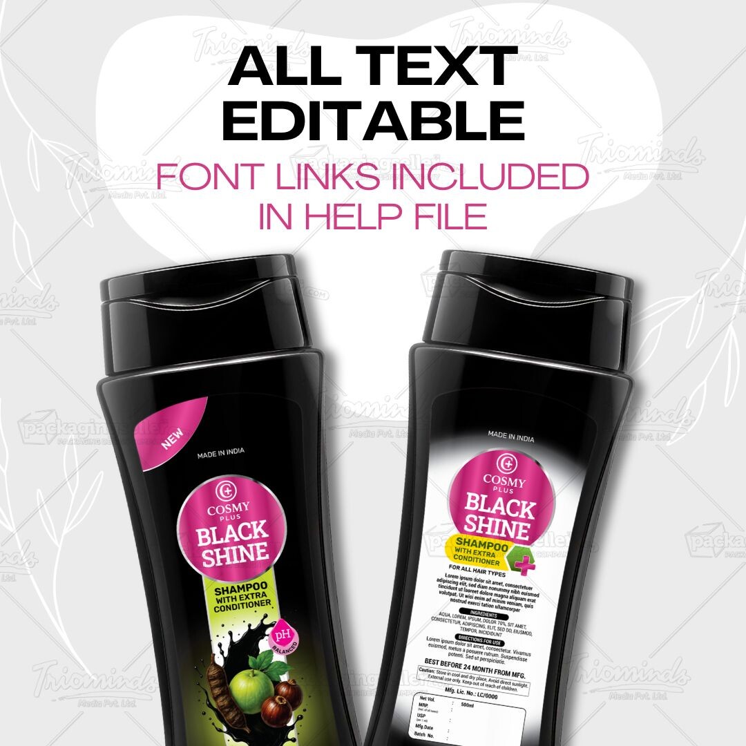 Black Shampoo Label Design PSE 359 - Image 7