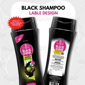 Black Shampoo Label Design PSE 359