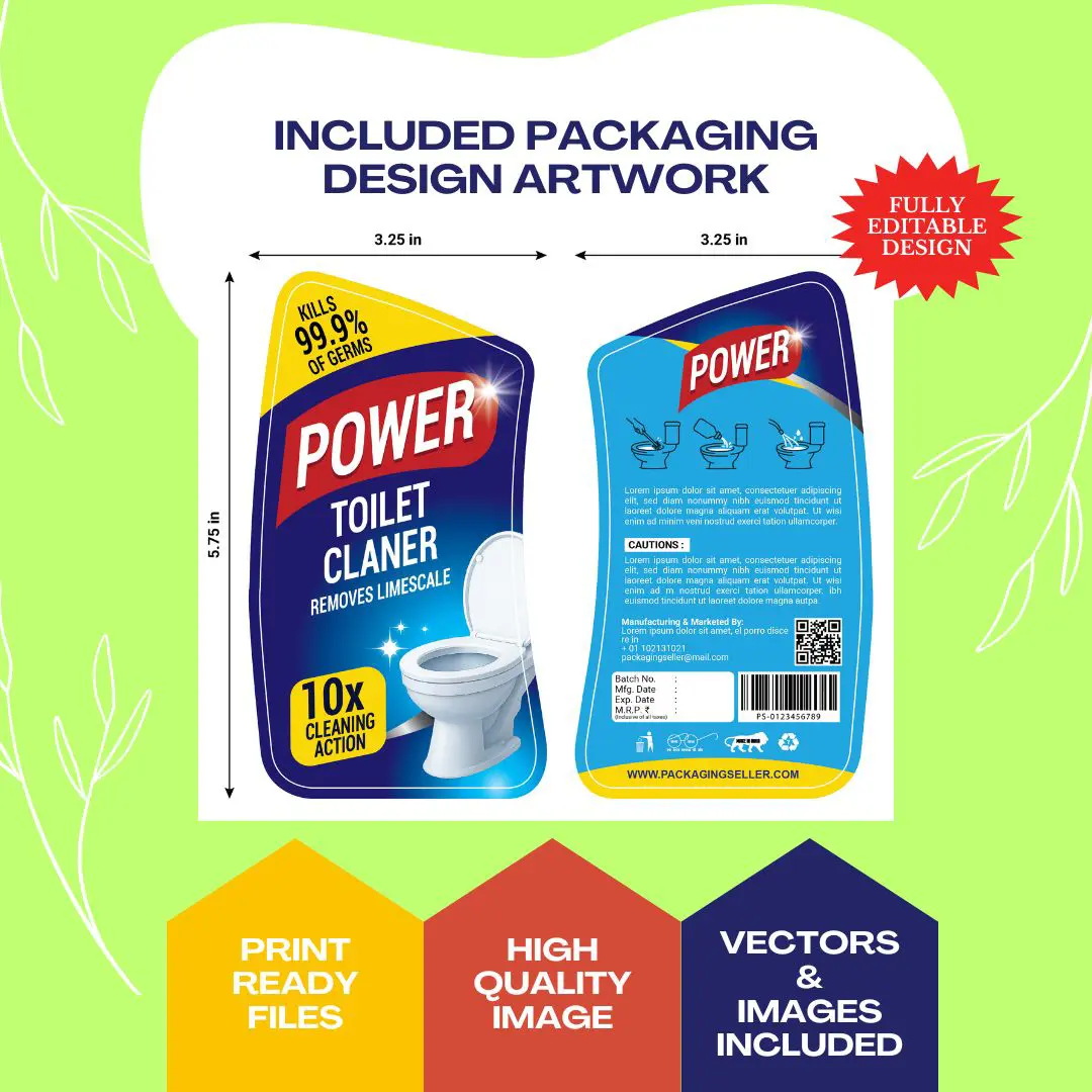 Toilet Cleaner Label Design Template PS373 - Image 4
