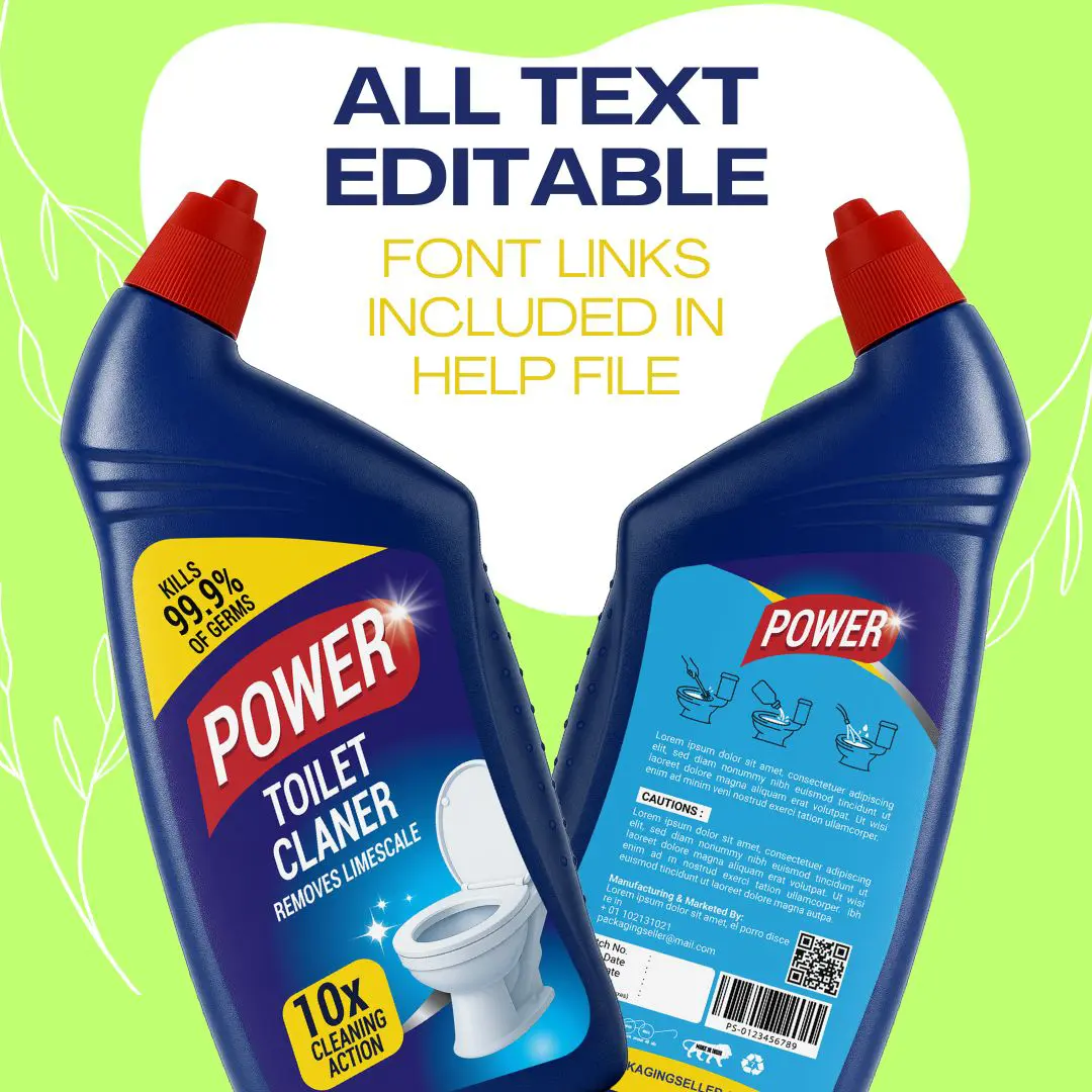 Toilet Cleaner Label Design Template PS373 - Image 2
