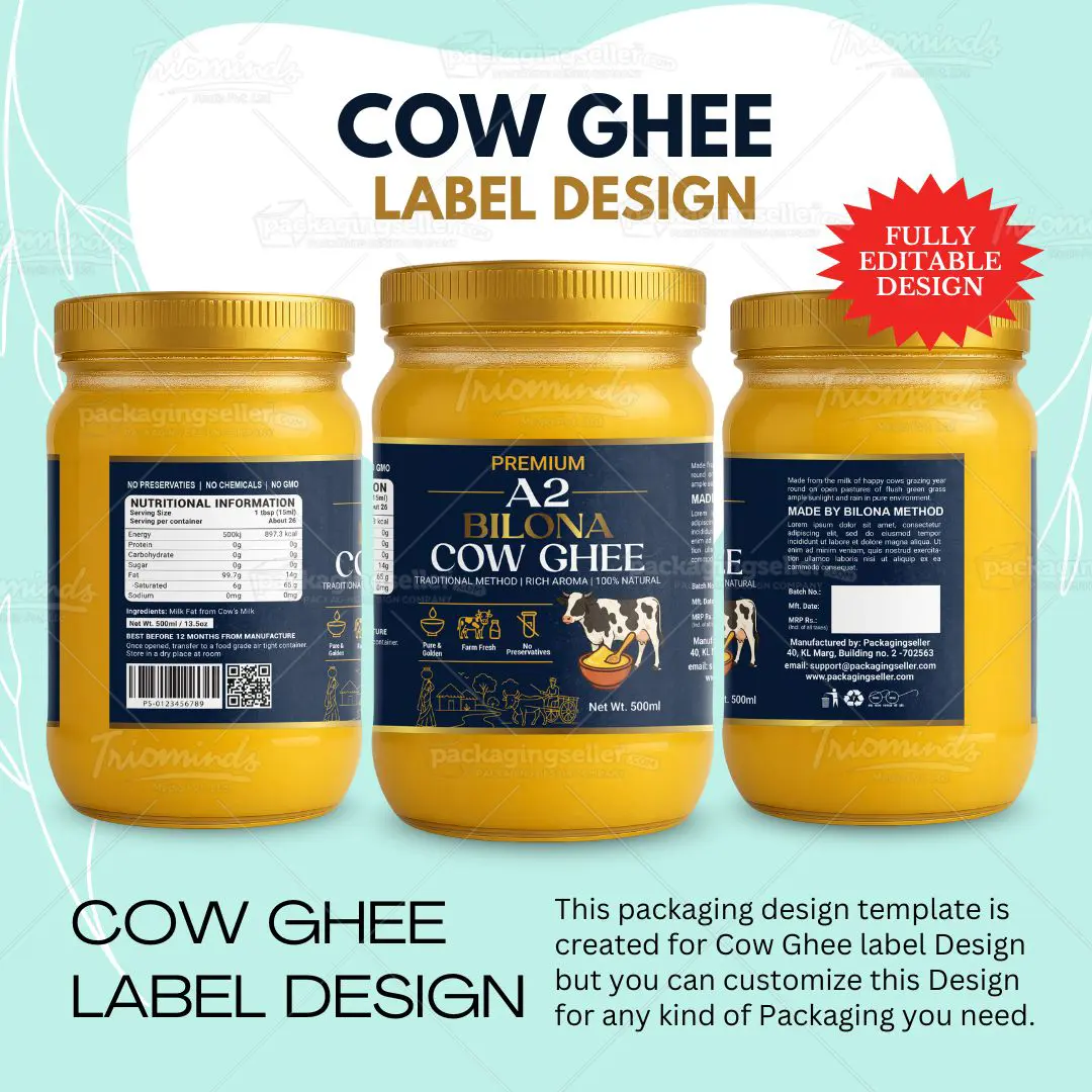 Cow Ghee Label Design PSE377 - Image 3