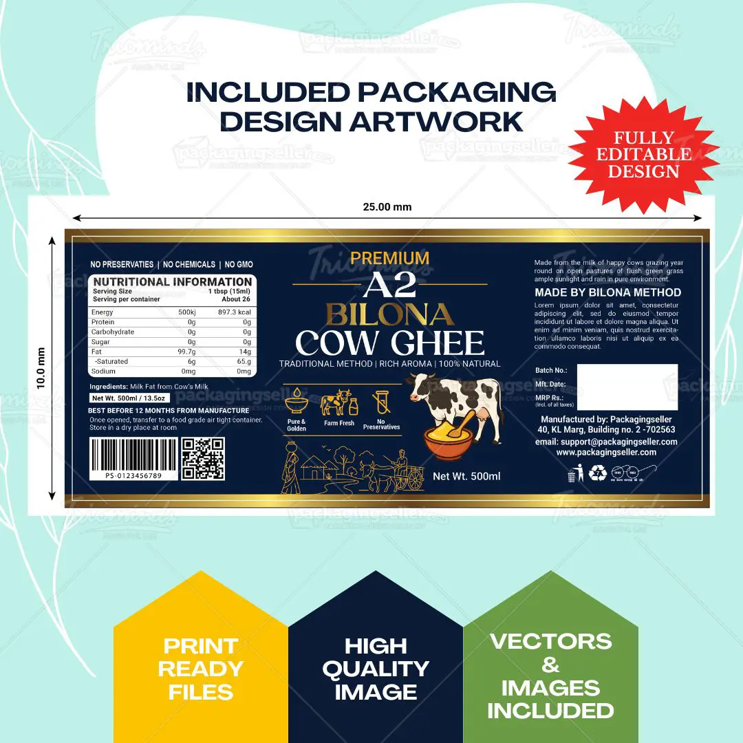 Cow Ghee Label Design PSE377 - Image 4