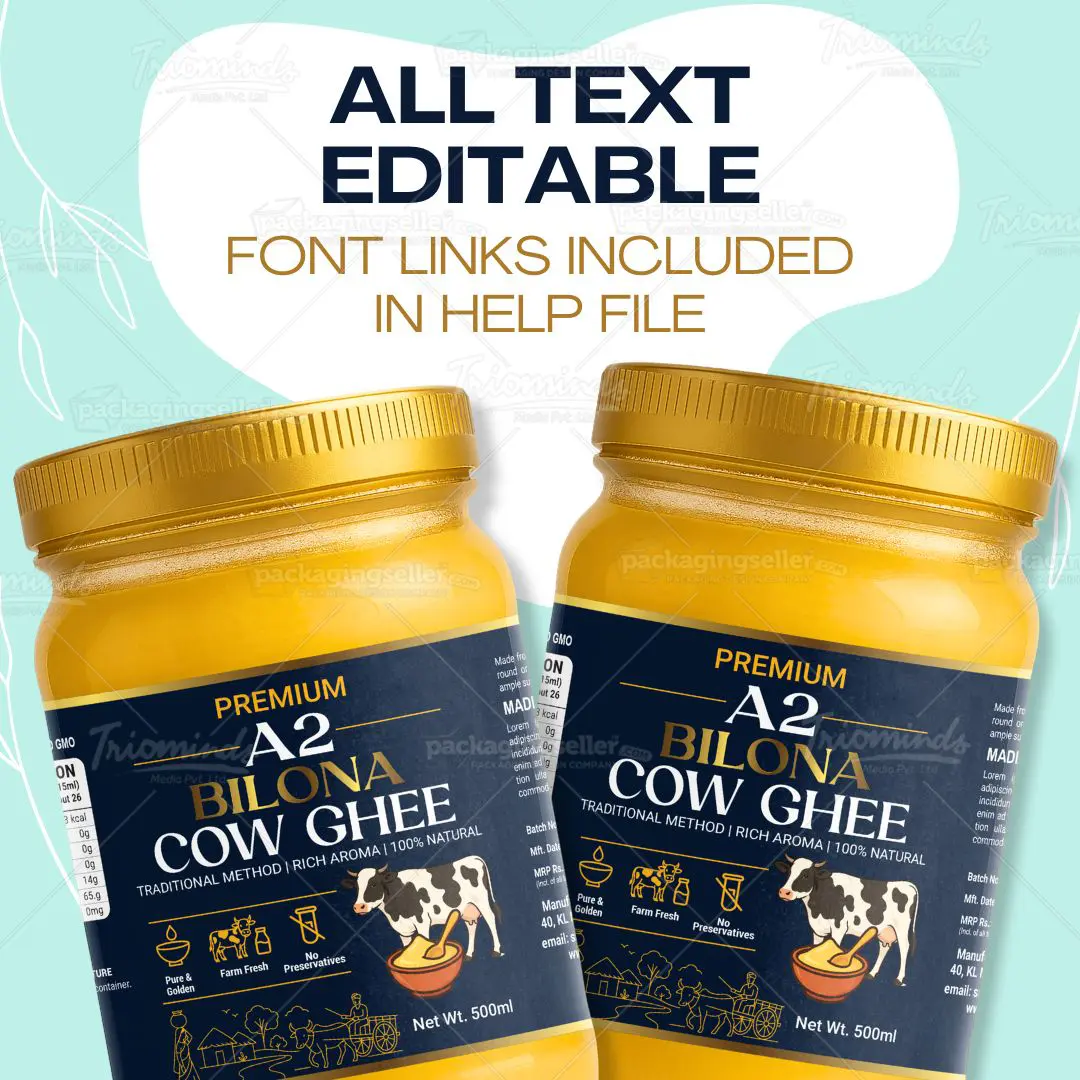 Cow Ghee Label Design PSE377 - Image 2