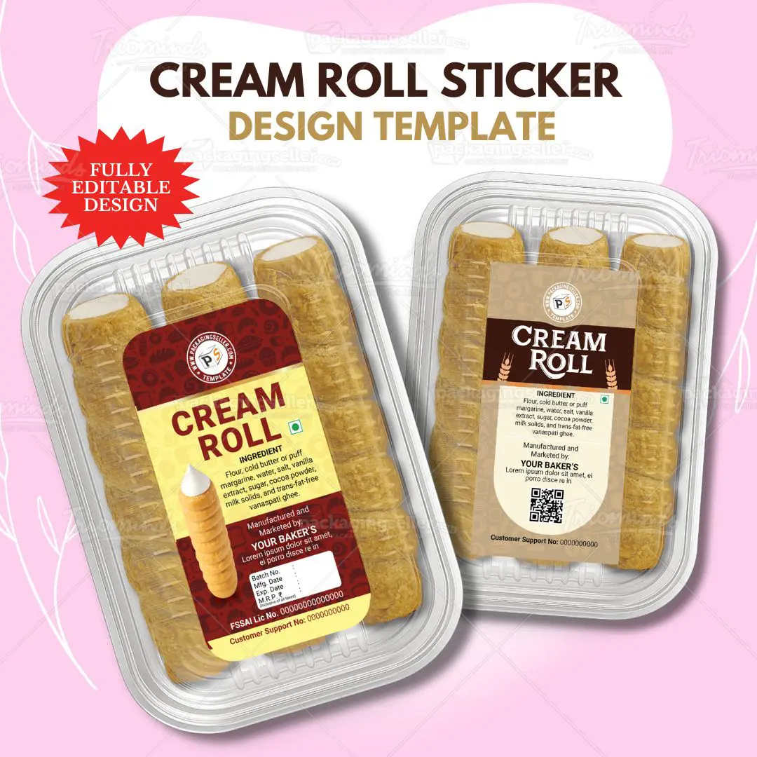 Cream Roll Stickers Design Template