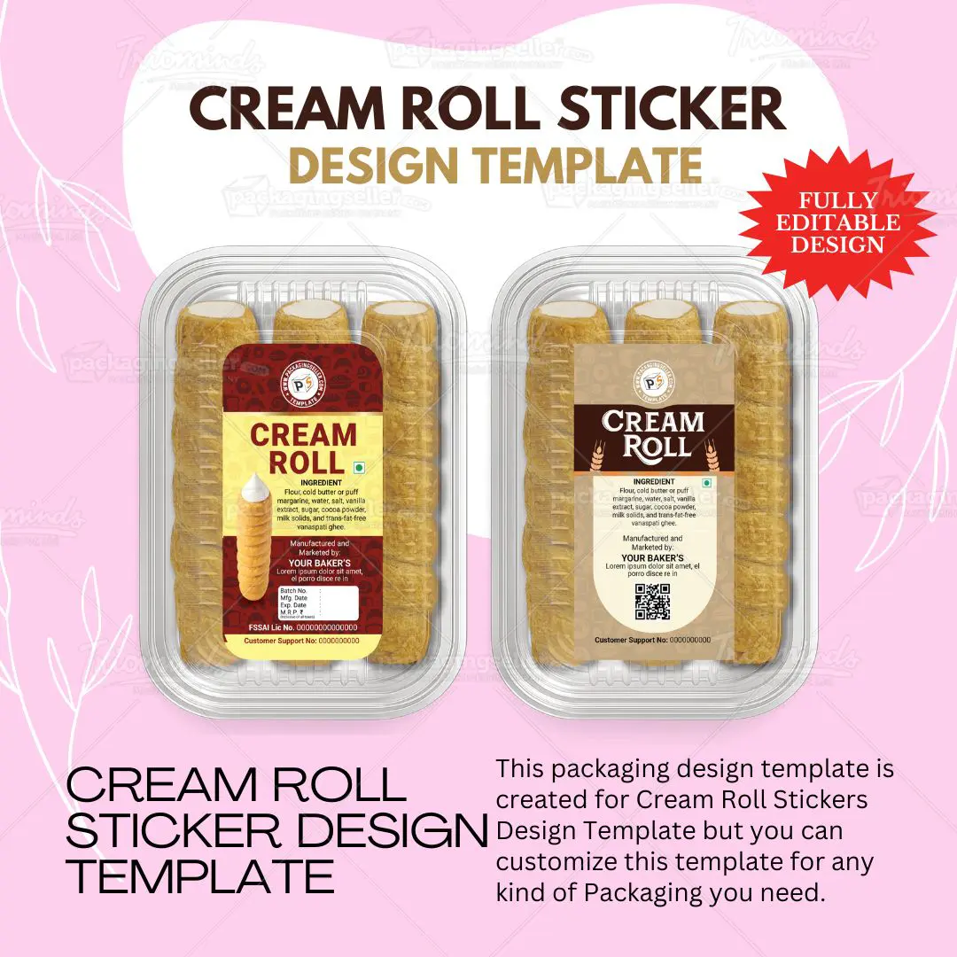 Cream Roll Stickers Design Template PS378 - Image 3