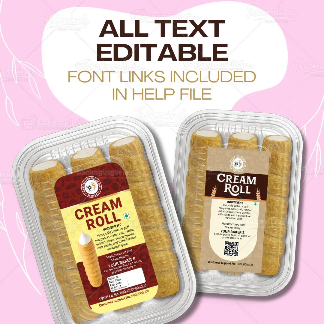 Cream Roll Stickers Design Template PS378 - Image 2