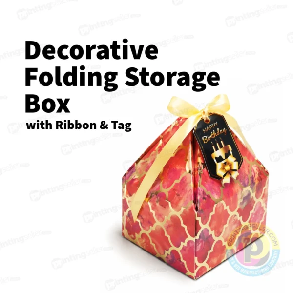 Decorative Folding Storage Box for Return Gift - 4 x 5 x 2 inch - PRS22