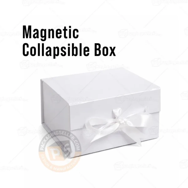 Magnetic Collapsible Rigid Box - 8x8x4 Inch - White - PRS30