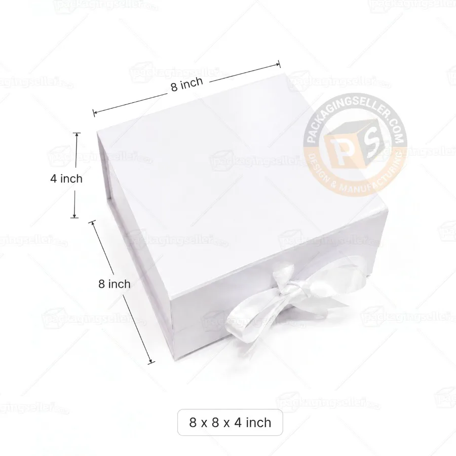 Magnetic Collapsible Rigid Box - 8x8x4 Inch - White - PRS30 - Image 2