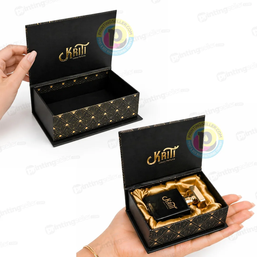 Premium Magnetic Perfume box with Custom Logo Printing - 4 x 3 x 1.5 inch- PRS25 - Image 2