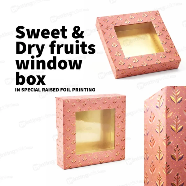 Premium Window Box for Sweet & Dry fruits - 7.5x7.5x1.75 Inch- PRS07