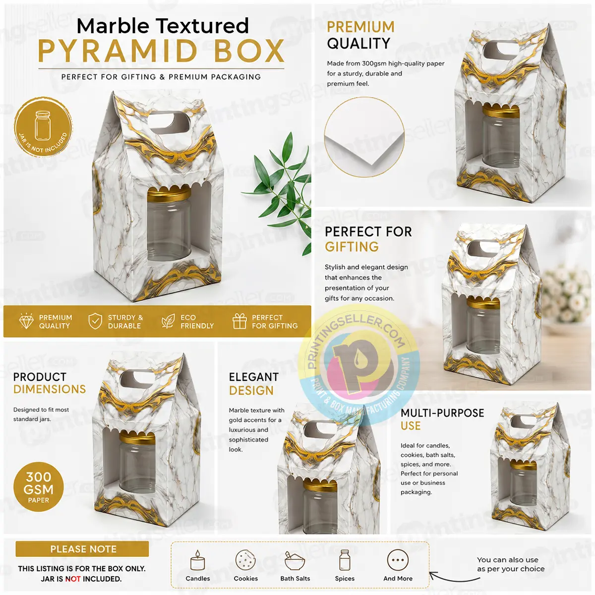 1 Jar Paper Carry Box in Marble Texture - PRS28 - Image 4