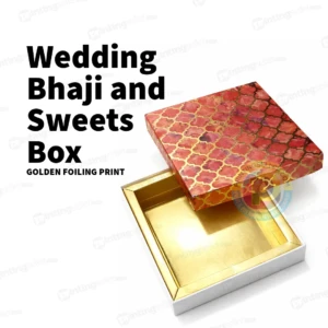 Wedding Bhaji and Sweets Boxes with Gold Foil Print - 7.5x7.5x1.75 Inch- PRS15