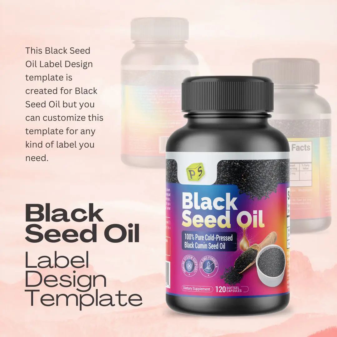 Black Seed Oil Label Design Template PS02 - Image 2