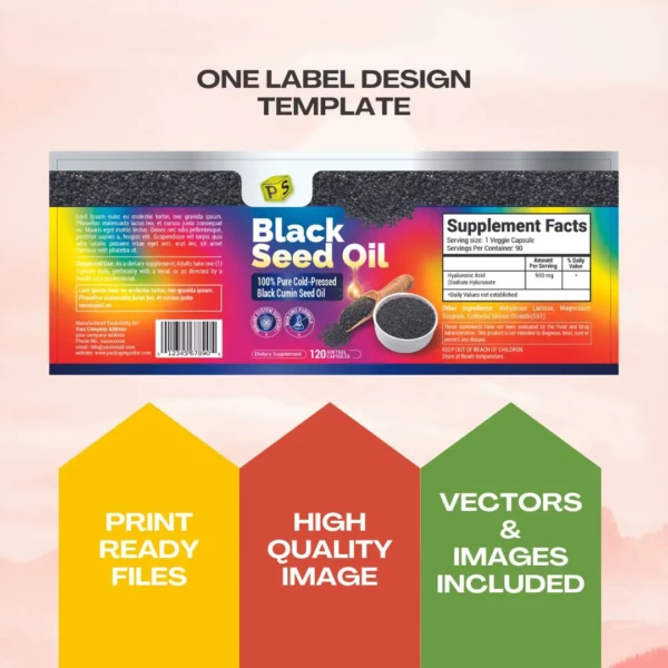 Black Seed Oil Label Design Template PS02 - Image 3