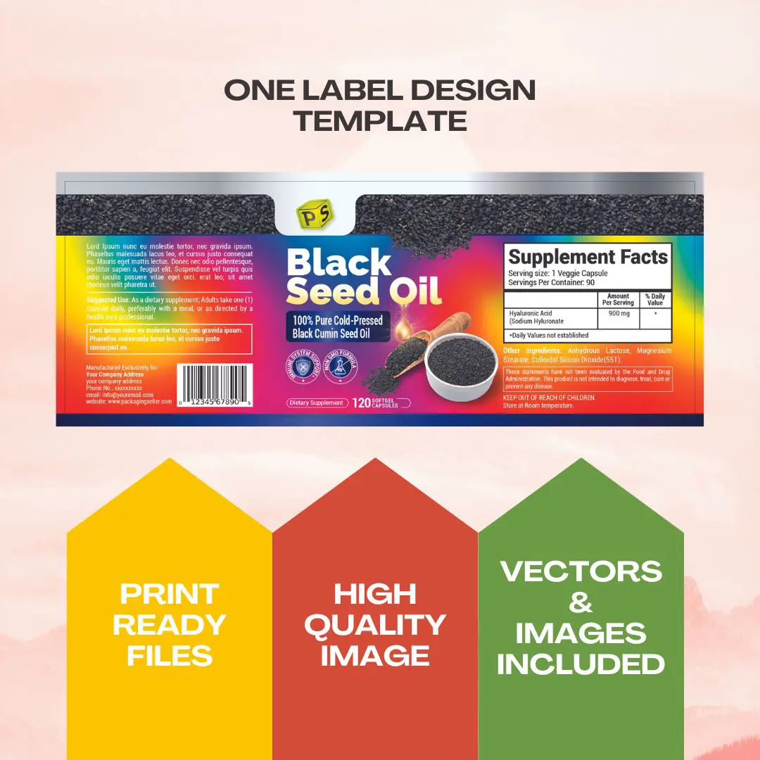 Black Seed Oil Label Design Template PS02 - Image 3