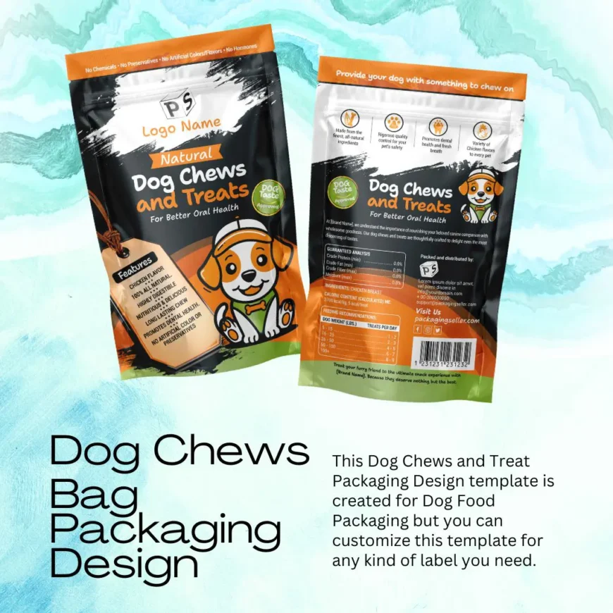 Dog Chews and Treats Bag Design Template PS303
