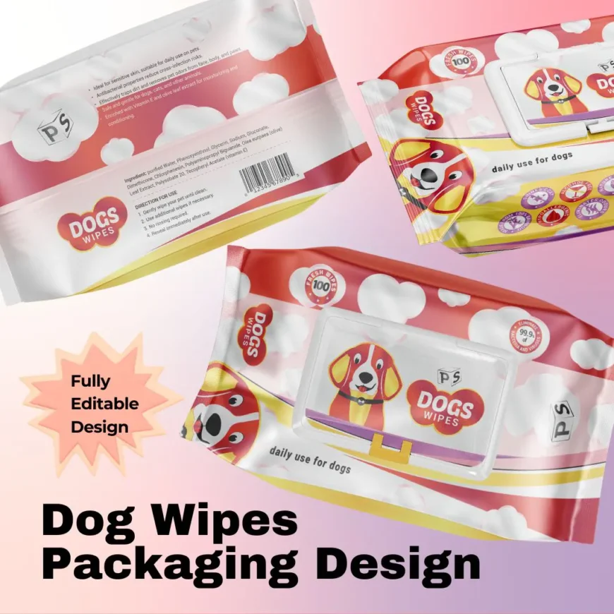 Dog Wipes Packaging Design PS305