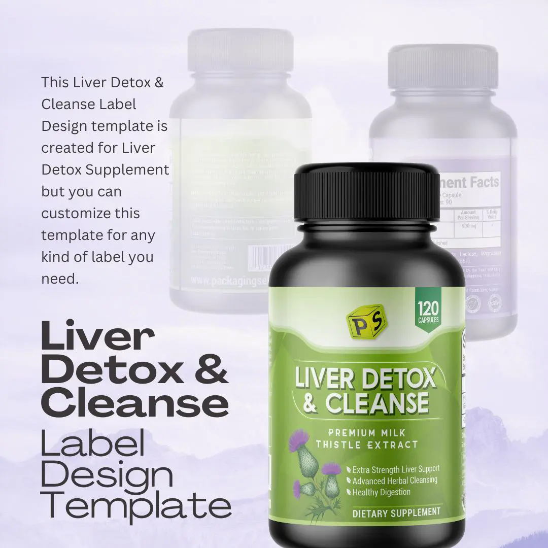 Liver Detox Supplement Label Design Template PS302 - Image 2