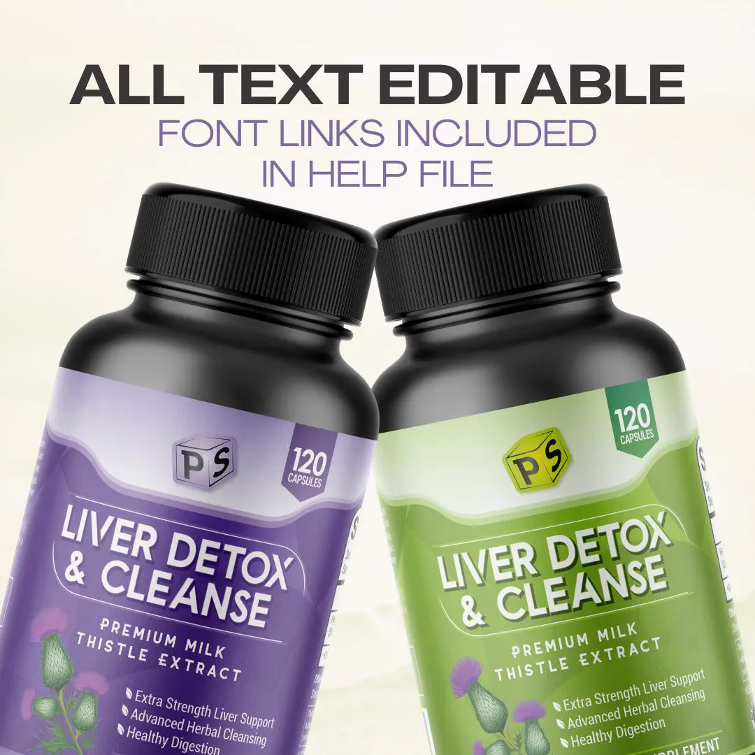 Liver Detox Supplement Label Design Template PS302 - Image 5