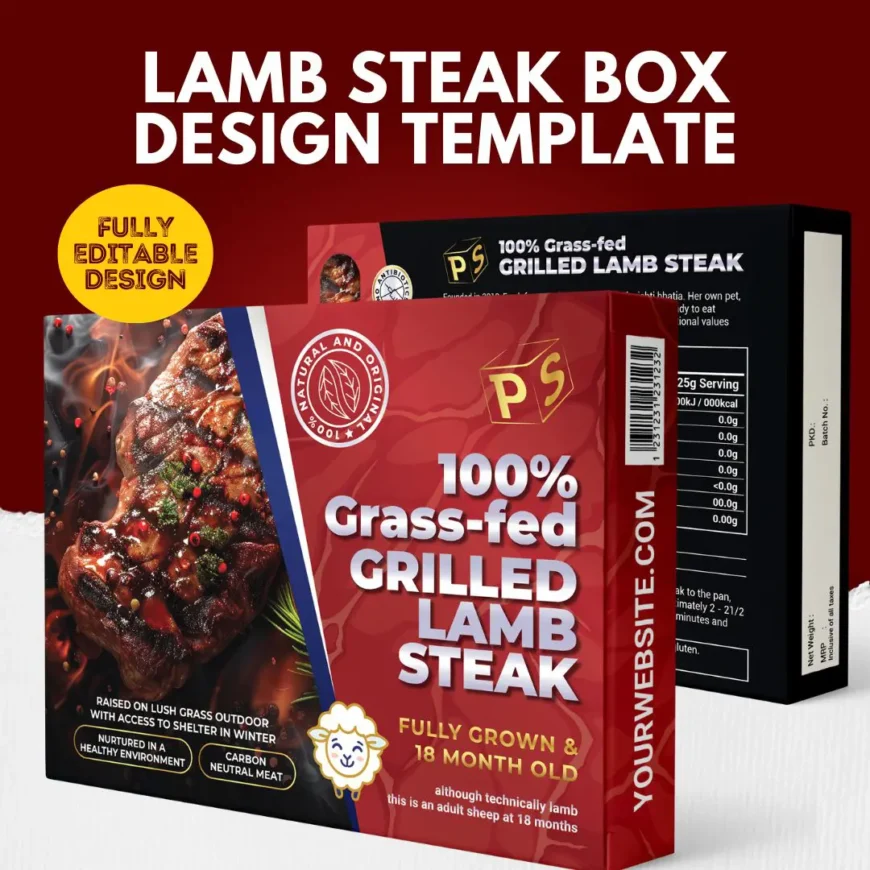 Lamb Steak Box Packaging Design Template