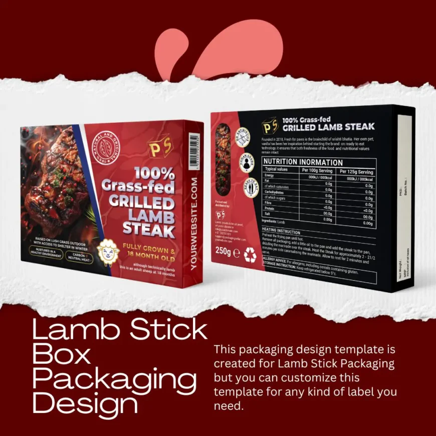 Lamb Steak Box Design Template PS307