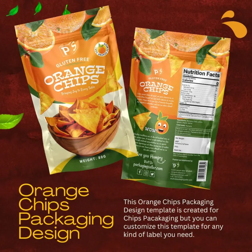 Orange Chips Standup Bag Design Template PS304