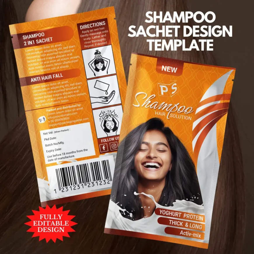 Shampoo Sachet Design Template PS309 - 1
