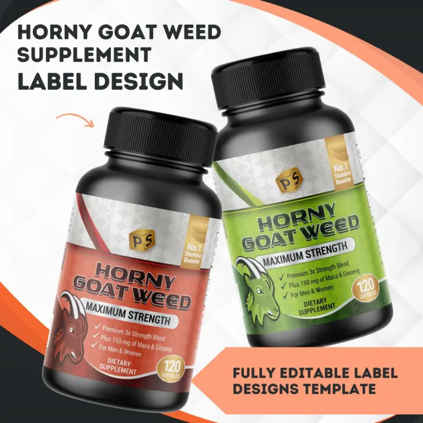 Horny Goat Weed Supplement Label Design Template