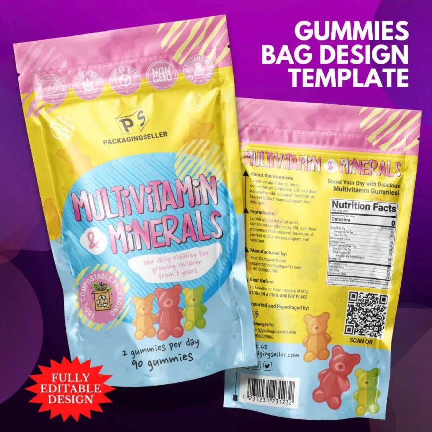 Gummies Bag Packaging Design Template PS311 - 1